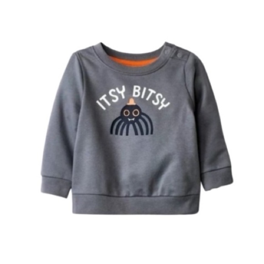 Cat & Jack Gray Itsy Bitsy Spider Halloween Crewneck Baby 0-3M